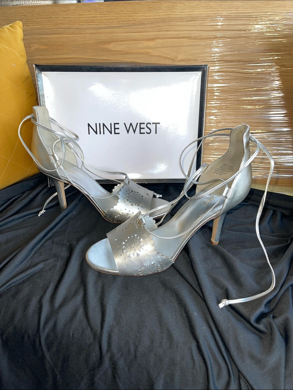 Nine West Silver Lace-Up Laser-Cut heels for Women